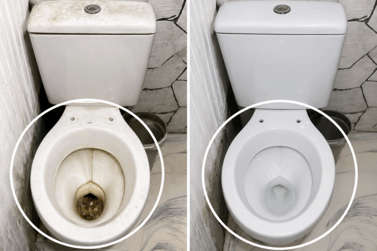 Toilette von hartnäckigem Urinstein und Kalk befreien – So wird sie wieder strahlend sauber